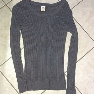 Gray ribbed Sweater with buttons